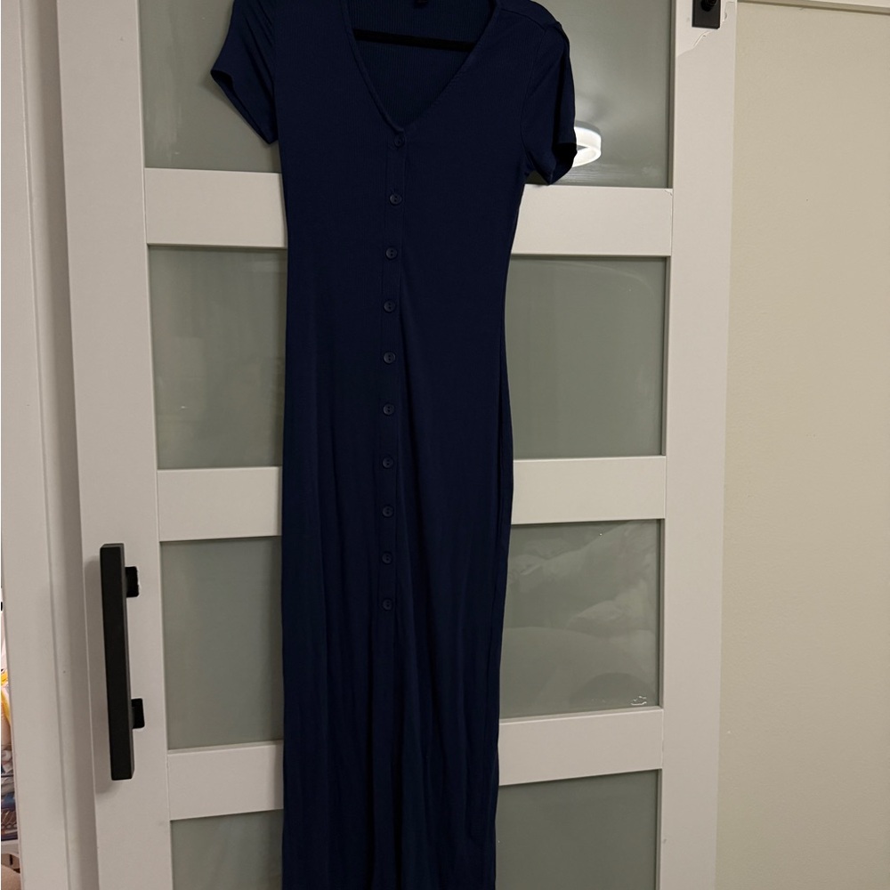 SHEIN Deep Blue Maxi Dress with Buttons